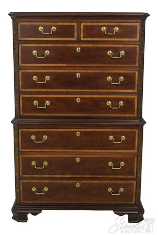 F58566EC: THOMASVILLE Banded Mahogany Chippendale Style Chest Of Drawers Cover