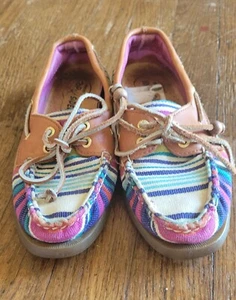 Sperry All American Top Siders Women's Multi-Stripe Canvas Boat Loafer Size 5.5 - Picture 1 of 3