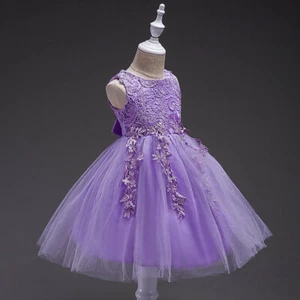 Kid Flower Girls Lace Party Dress Bridesmaid Princess Tulle Tutu Gown Dresses - Picture 1 of 27