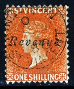ST. VINCENT QV 1883 Revenue Overprint on One Shilling USED POSTALLY SG 45 VFU - Bild 1 von 2