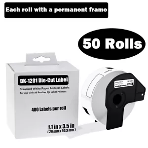 50 Rollen DK1201 Adressetiketten Versandetikett P/R für Brother QL-800/810W mit Rahmen - Bild 1 von 9