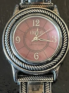 Ecclissi Sterling Silver Ladies Watch Pink Marble Dial w/Pink Straps New Battery - Picture 1 of 14