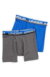 Under Armour L5529 Boys Blue Grey 2-Pack Boxer Briefs Youth Size Medium - Picture 1 of 2