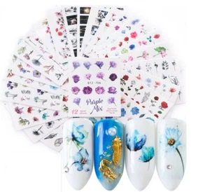 Nail Art Water Stickers Slider Transfer Decal Flowers Rose Clover DIY NS5 - Picture 1 of 29