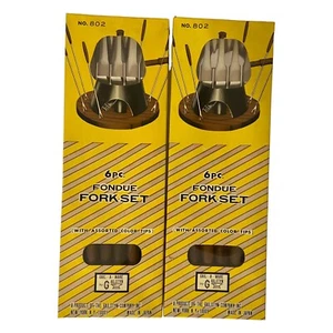 Vintage Gail-A-Ware 6 pezzi forchette per fonduta manico teak inox - DUE set da sei pezzi - Foto 1 di 3