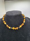 Multicolored Baltic Amber Knoted 13 In Necklace With A Plastic Snap Closure