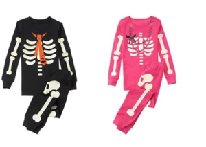 NWT Gymboree Halloween SKELETON Pajama Gymmies Costume Glow In The Dark  - Picture 1 of 2