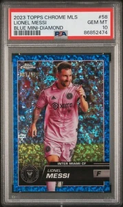 2023 Topps Chrome MLS Lionel Messi Blue Mini-Diamond /199 PSA 10 GEM MINT #58 - Picture 1 of 2