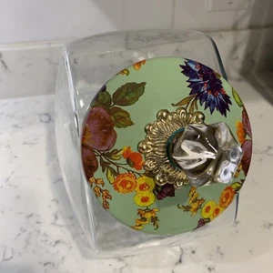 MacKENZIE CHILDS GREEN FLOWER MARKET COOKIE JAR - Picture 1 of 3