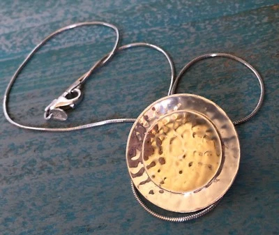 Sterling Silver & 14K GP Round Pendant Two Toned 16" Silpada Necklace - Image 1 of 4