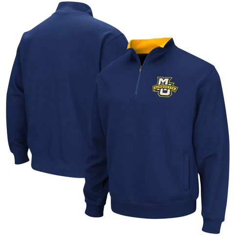 Men's Colosseum Navy Marquette Golden Eagles Tortugas Logo Quarter-Zip Jacket Cover
