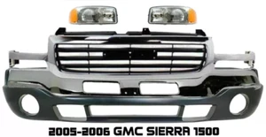Front Bumper Face Bar Chrome & Grille Assembly Kit For 2005-2006 GMC Sierra 1500 - Picture 1 of 7