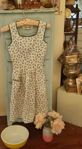 Vintage handgefertigte volle Schürze 50er Jahre Sonnenbrille Druck mit Tasche grüner Rand - Bild 1 von 9