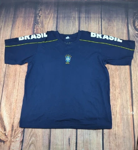 Vintage Brasil Araujo Sports Men's Football Soccer Embroidered T-shirt Size XL Cover