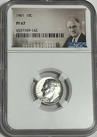 1961 NGC PF67 90% PROOF SILVER ROOSEVELT DIME 10C GREAT EYE APPEAL PORTRAIT LB Cover
