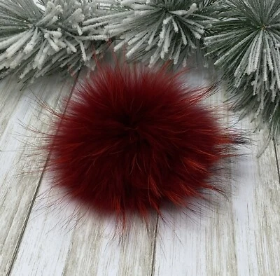 XL красный реальный мех помпон для шапочки  - Изображение 1 из 4