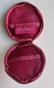 Lilly Pulitzer custodia rotonda con cerniera piccolo diametro 3" tasche interne rete auricolari - Foto 1 di 4