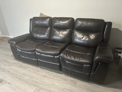 Sofá reclinable eléctrico de 3 plazas marrón Foto 1 de 4