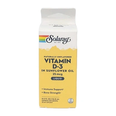 Solaray Unflavored Liquid Vitamin D-3 In Sunflower Oil~0.5 fl oz~Bottle - Image 1 of 3