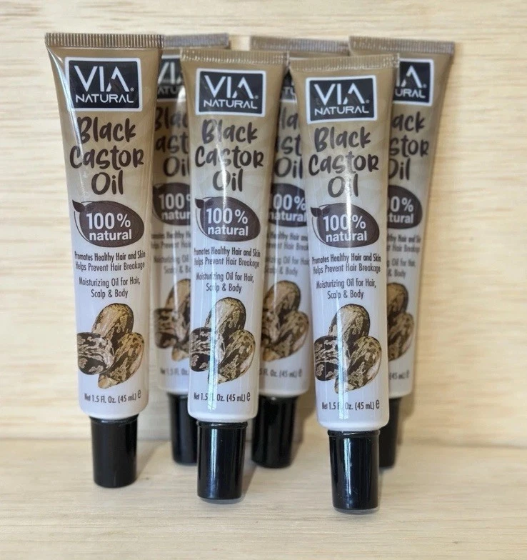 Via 100 Natural Black Castor Oil Scalp Hair Body Moisturizer Tubes