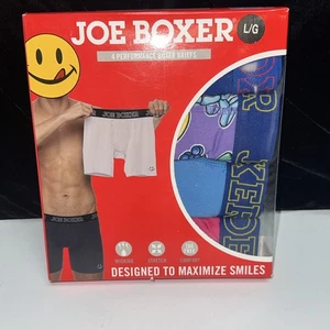 NEW-Men's Joe Boxer 4 PERFORMANCE PACK Stretch BOXER BRIEFS Underwear Size LARGE - Picture 1 of 9