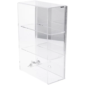 Plymor Acrylic Locking Case, Sliding Back, 2 Shelf Mirrored 15.75" x 10.25" x 5" - Picture 1 of 1