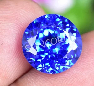 7,00 ct natürlicher seltener glänzender blauer Tansanit zertifiziert runder loser Edelstein - Bild 1 von 4