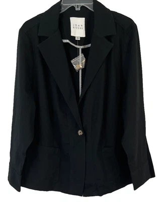 Chaqueta Blazer Joan Rivers Sarga Cinch Back Negra P2X Botón A682875 Mujer DD748 Foto 1 de 4