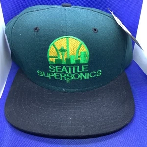 Vintage 90er Seattle Supersonics Snapback Mütze #438 grün schwarz Kappe neu mit Etikett Erwachsene Größe - Bild 1 von 7