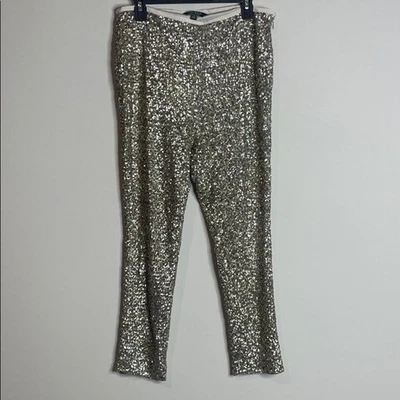 Pantalones al tobillo Lauren Ralph Lauren para mujer con lentejuelas doradas talla 12 nuevos con etiquetas Foto 1 de 4