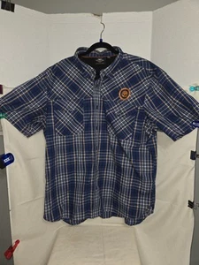 Harley Davidson 2xl Blue Plaid HD Logo Biker Button Up Short Sleeve Very Nice! - Picture 1 of 8