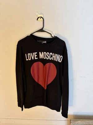Love Moschino black long sleeve sweatshirt with a red heart print - MEN LARGE - image 1 of 3