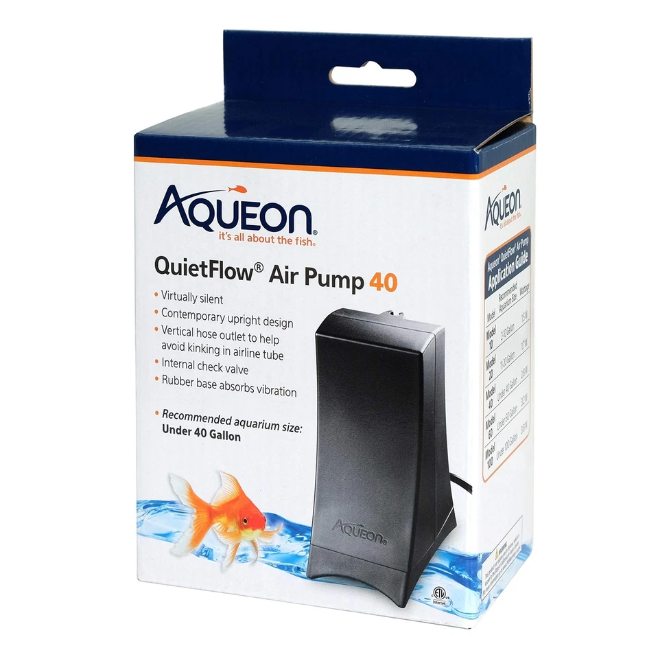 Aqueon | QuietFlow | Bomba de aire para acuario 40 | Para tanques de menos de 40 galones | Negro Foto 1 de 1