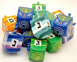 Lote de 10 X Dreidel de Madera Hanukkah Mezcla de Colores (Tamaño Grande) - Imagen 1 de 1