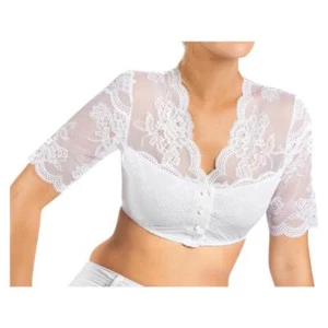 Nina von C. Damen Dirndl-Bluse halbarm Spitze Cups blickdicht Knopfleiste - Bild 1 von 4