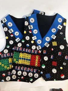 Bingo Vests Large And Small Colorful Black Game Night Spring Industries Pair Vtg - Picture 1 of 11