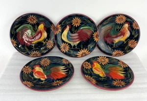 Set of 5 Rooster Sunrise Salad Plates Susan Winget Certified International 8.5" - Picture 1 of 6