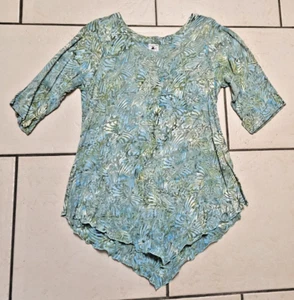 Camisa túnica tropical bohemia estampado geográfico azul L Lost River Clothing para mujer - Imagen 1 de 8