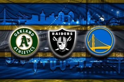 OAKLAND Sports Poster Golden State Warriors Oakland Raiders As 16x20in Free Ship - Image 1 of 3