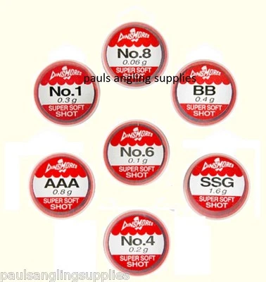 3 x Dinsmore Super  Soft Fishing Refill Split Shot Tubs Assorted Sizes  — 第 1/2 张图片