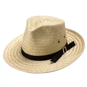 Chapeau de soleil en paille de fabrication amish, chapeau de soleil design classique avec front pincé - Photo 1 sur 1
