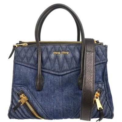 Miu Miu Blue Denim Biker 2way Handbag 58/F/208/RN1031 XX92063 - Image 1 of 4