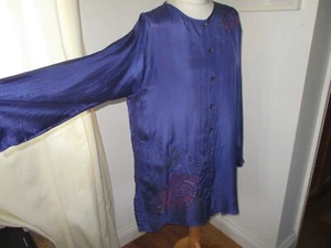 Gudrun Sjoden pure silk embroidered long line shirt XL BNWT - Picture 1 of 11