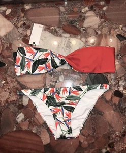 Nwt ONIA Allegra Wendbar Bird Of Paradise Bandeau Bikini Badeanzug Satz XS - Picture 1 of 9