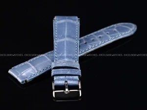 NOS Genuine TechnoMarine BLUE IRIS Louisiana HAND MADE Alligator Strap 17mm - Picture 1 of 3