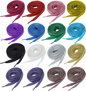 Willbond 16 Paar glitzerfarbene Schnürsenkel 42 Inch Shoe Laces für flache Sneaker - Bild 1 von 12