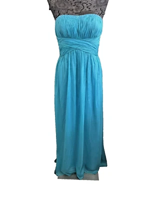 NWOT Aidan Mattox Strapless Chiffon Dress/Gown Aqua Size 8 - Image 1 of 4