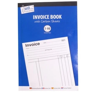 4 x JUST STATIONERY - Full Size INVOICE BOOK - 80 Carbon SHEETS - Picture 1 of 7