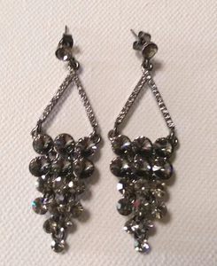 Stunning Grey Crystal Earring Evening Wedding - Picture 1 of 3