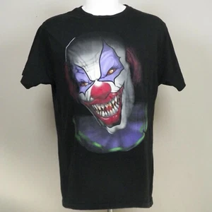  Scary Evil Clown T-Shirt Large Smiling Design Frightening Tee Crew Neck  - Picture 1 of 4